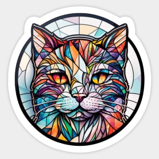 Cat Animal Portrait Stained Glass Wildlife Pet Adventure Sticker